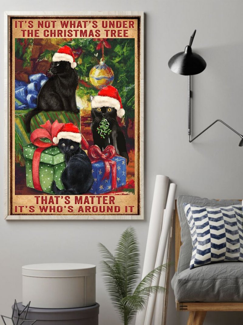 Boże Narodzenie Koty Płótnie Malarstwo Unframed Wall Art Canvas Salon Wystrój Domu