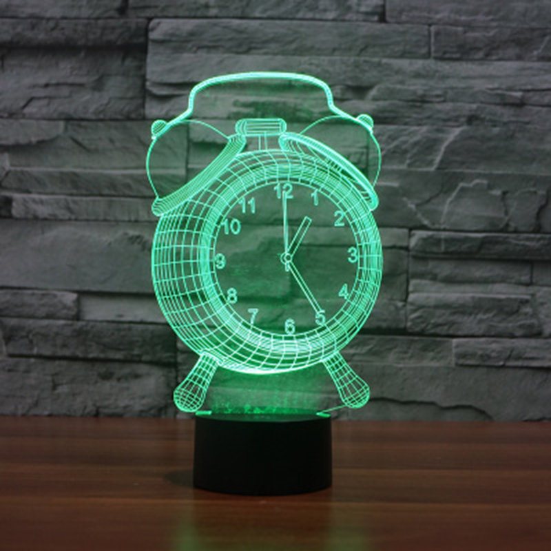 Budzik Lampa Wizualna 3d Led Lampka Nocna Usb Ładowanie Sypialnia Wystrój Domu