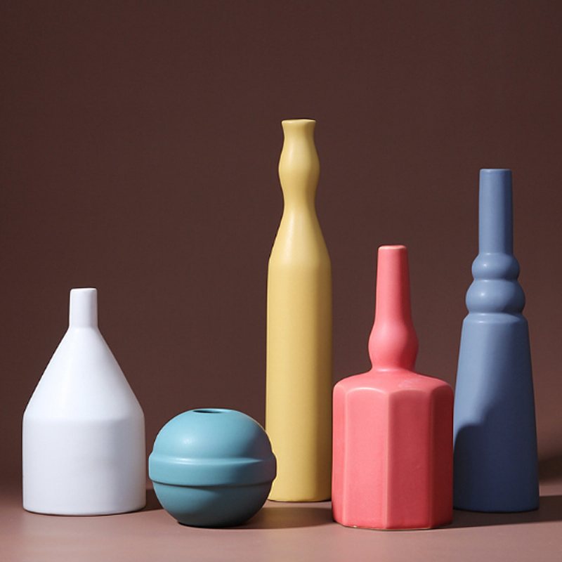 Ceramiczny Wazon Na Kwiaty Matowy Doniczka Długi I Krótki W Czystym Kolorze Na Prezenty Do Dekoracji Domu Na Biurko