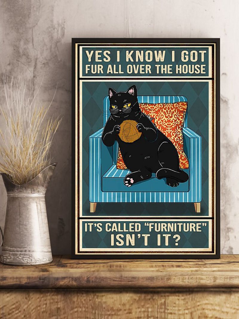 Czarny Kot I List Wzór Płótnie Malarstwo Unframed Wall Art Canvas Salon Wystrój Domu