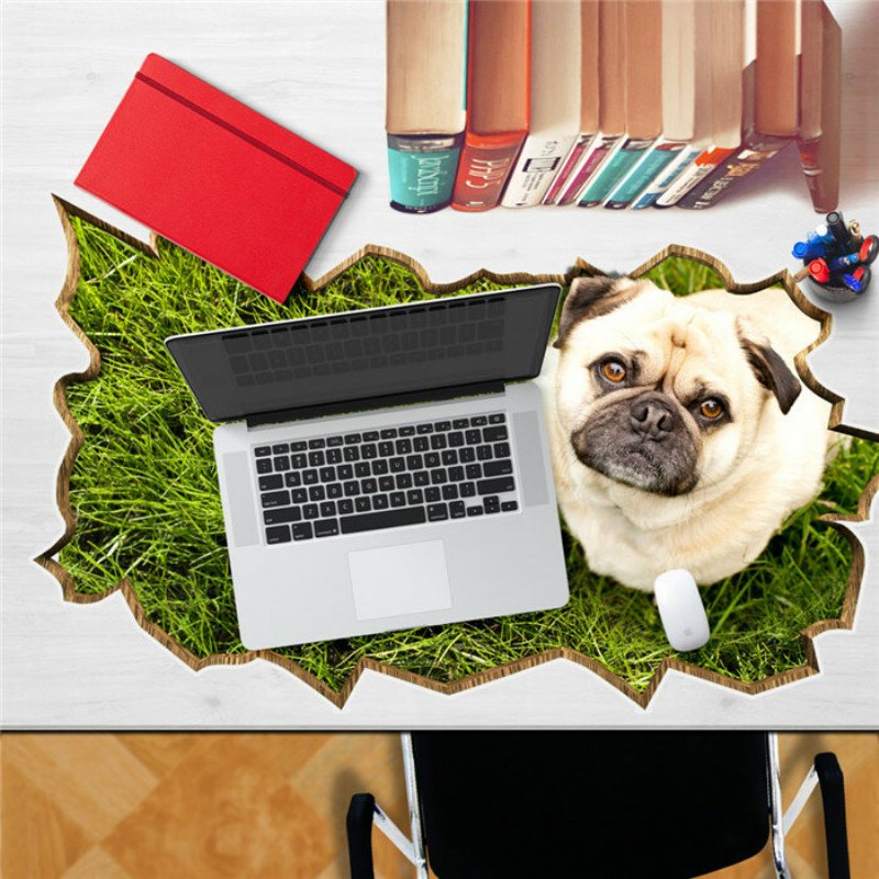 Dog Pet Trawnik Pag Naklejka 3d Na Biurko Naklejki Ścienne Strona Główna Dekoracja Stołu Prezent