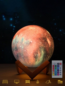 Druk 3d Lampa Księżycowa Przestrzeń Led Lampka Nocna Pilot Usb Charge Home Decor