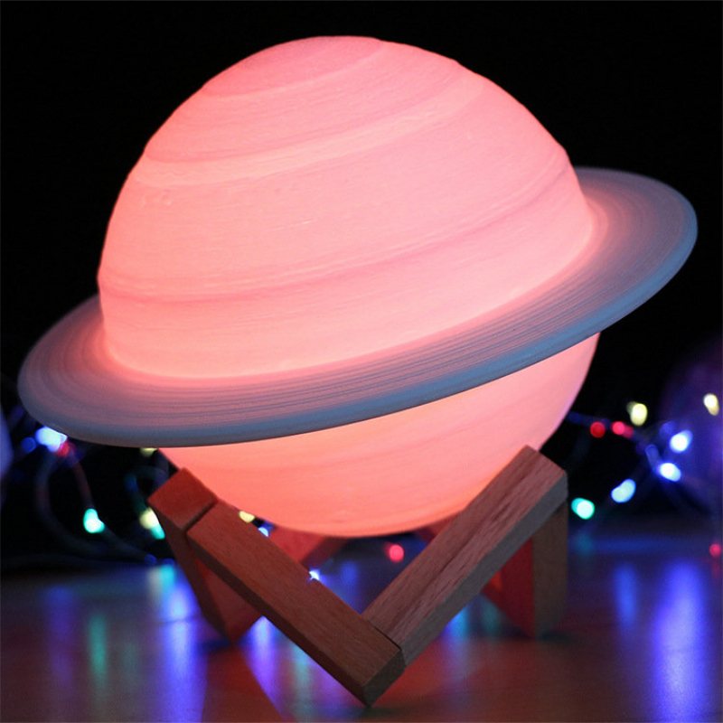 Druk 3d Lampa Saturn Inteligentna Lampka Nocna W Domu Led Kreatywna Wystrój Sypialni