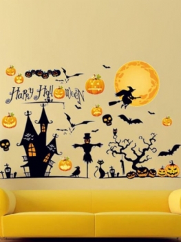 Dynia Halloween Usuwa Naklejki Ścienne Pokój Dzienny Sypialnia Szklane Okno Dekoracja Tła