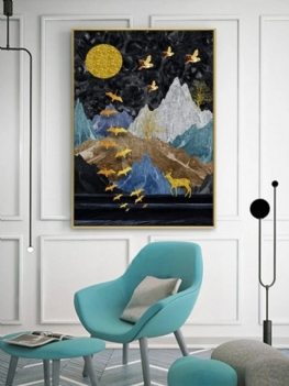 Góra I Zwierzęta Wzór Wydruku Na Płótnie Malarstwo Unframed Płótno Artystyczne Salon Home Decor