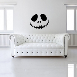 Halloween Śliczna Uśmiechnięta Czaszka Artystyczna Naklejka Ścienna Świąteczna Atmosfera Dekoracja Wodoodporna Samoprzylepna