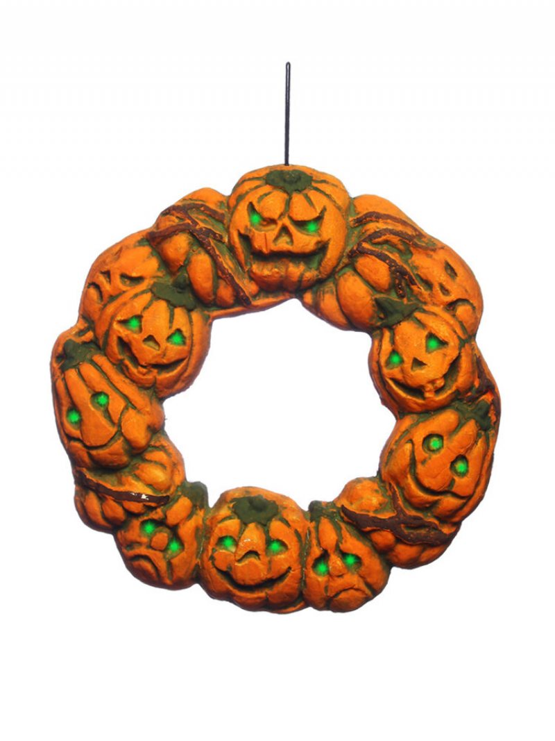Halloween Upiorny Wieniec Wieszak Na Drzwi Wiszący Rekwizyt Home Decor Led Latarnia Dynia