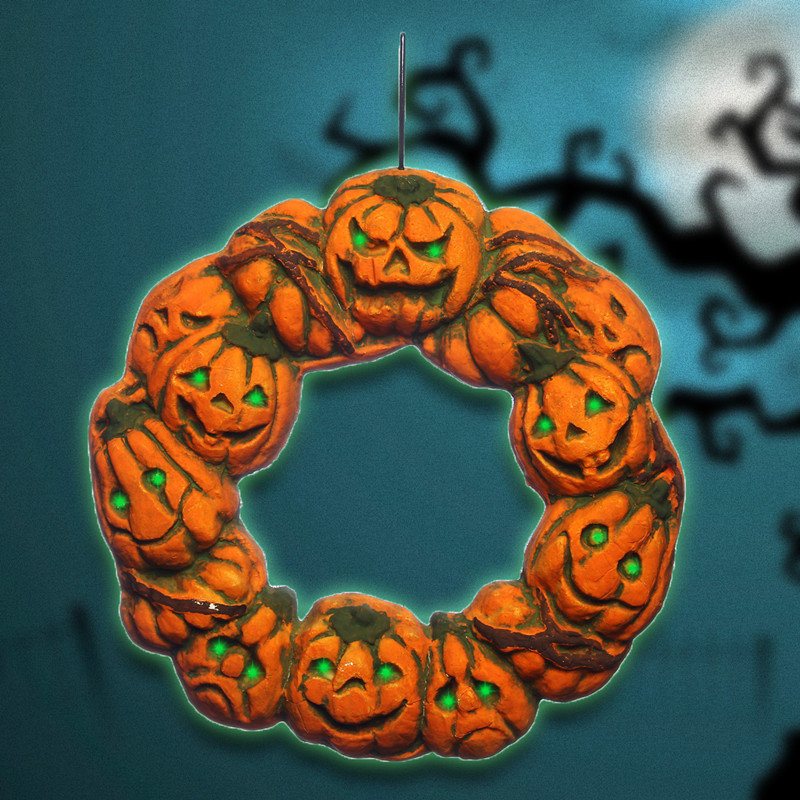 Halloween Upiorny Wieniec Wieszak Na Drzwi Wiszący Rekwizyt Home Decor Led Latarnia Dynia