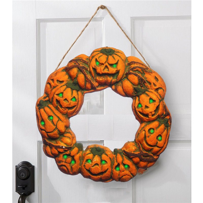 Halloween Upiorny Wieniec Wieszak Na Drzwi Wiszący Rekwizyt Home Decor Led Latarnia Dynia