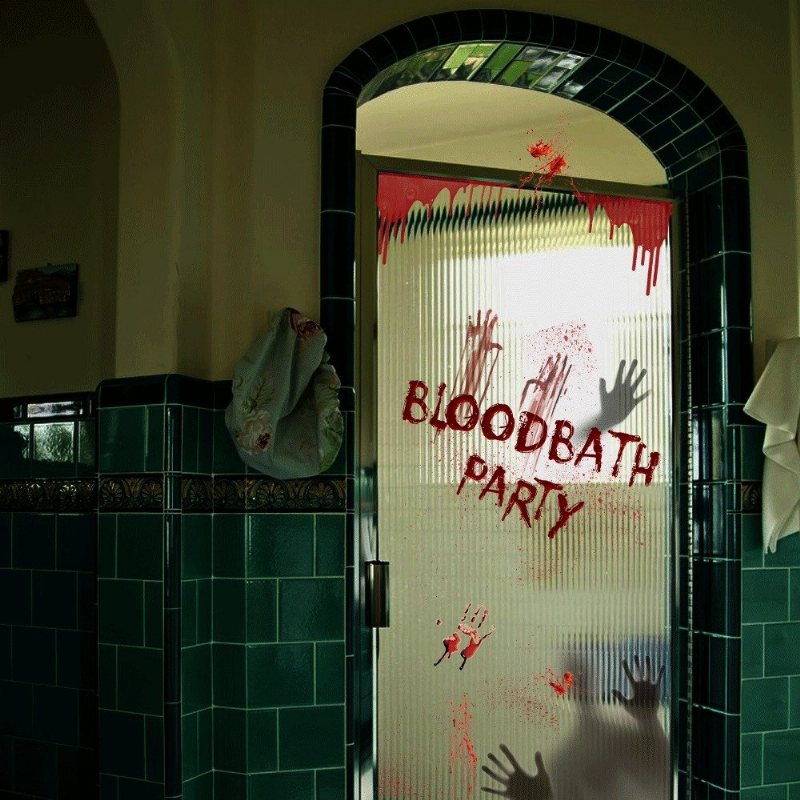 Halloweenowe Naklejki Ścienne Horror Drzwi Okno Szklana Dekoracja Odcisk Krwi Diabeł