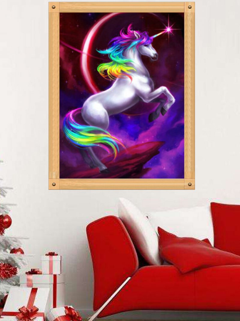 Jednorożec Diy 5d Diament Haft Malarstwo Cross Stitch Craft Salon Wystrój Domu