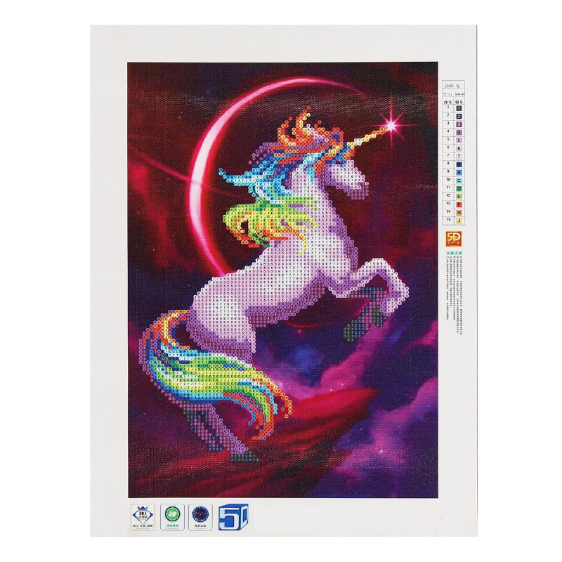Jednorożec Diy 5d Diament Haft Malarstwo Cross Stitch Craft Salon Wystrój Domu