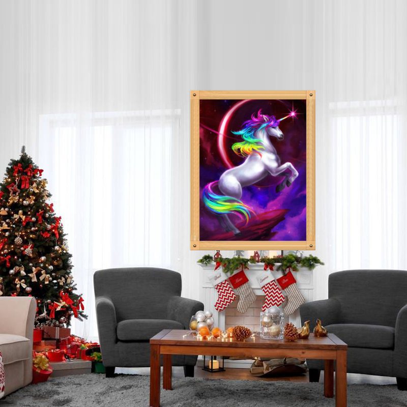 Jednorożec Diy 5d Diament Haft Malarstwo Cross Stitch Craft Salon Wystrój Domu