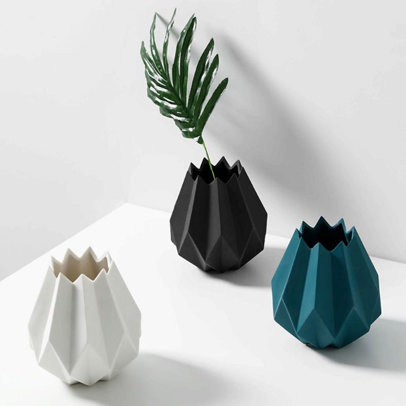 Kreatywny Wazon Origami Ceramiczna Mała Doniczka Na Biurko Home Office Desktop Decor