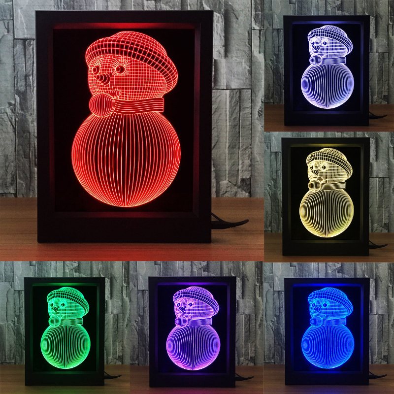 Led 3d Xmas Kolorowa Ramka Na Zdjęcia Lampki Nocne Stół Lampa Biurkowa Dekoracje Świąteczne