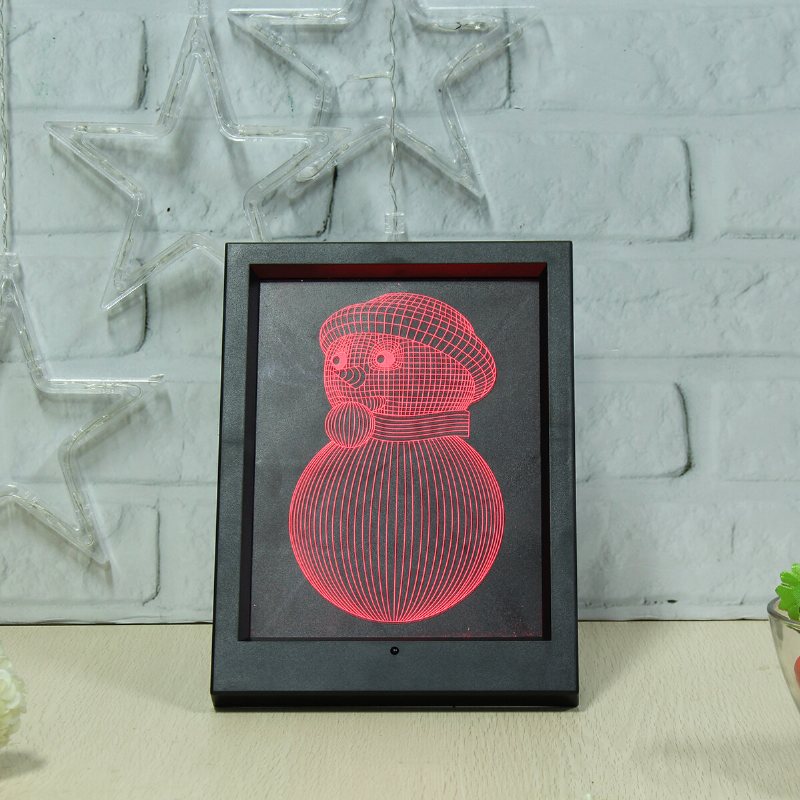 Led 3d Xmas Kolorowa Ramka Na Zdjęcia Lampki Nocne Stół Lampa Biurkowa Dekoracje Świąteczne