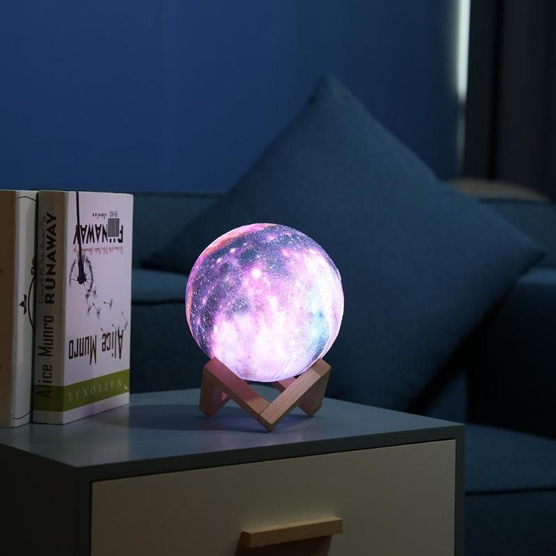 Nowy Druk 3d Lampa Księżycowa Przestrzeń Led Lampka Nocna Pilot Ładowanie Usb Prezent Walentynkowy