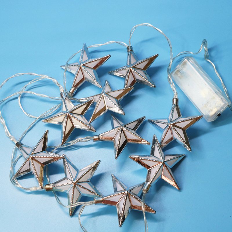 Ramadan Light Bling Ciepłe Światło W Kształcie Gwiazdy String Metal Shell Trwały Słodki Wystrój