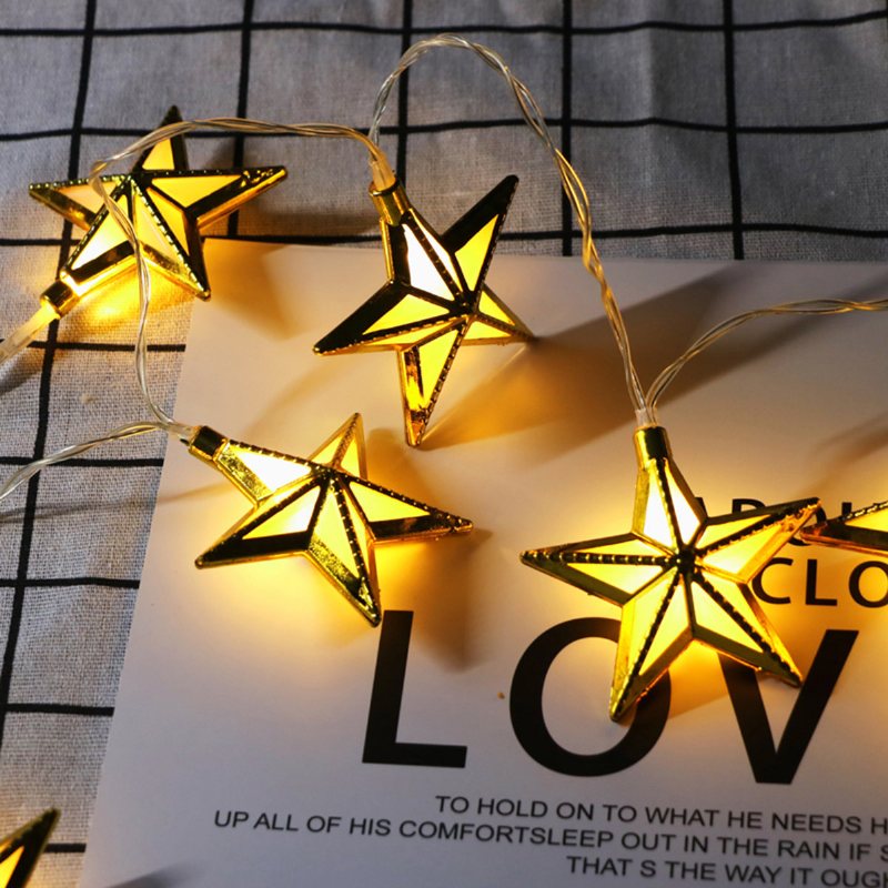 Ramadan Light Star Shape String Romantyczny Bling Kolorowe Wiszące Światło Prezent Do Wystroju Domu