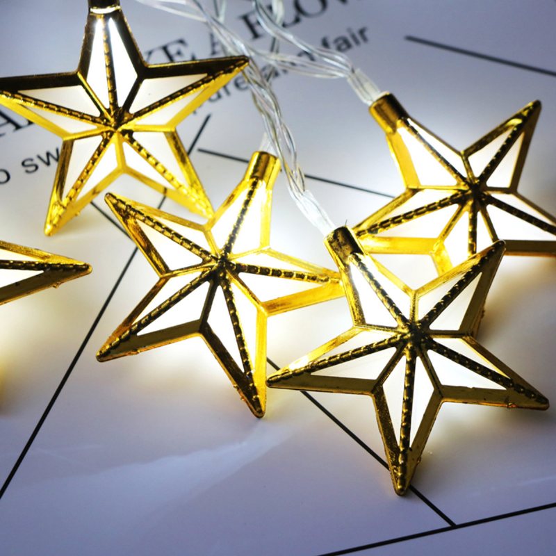 Ramadan Light Star Shape String Romantyczny Bling Kolorowe Wiszące Światło Prezent Do Wystroju Domu