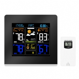 Rf433 Lcd Kolorowa Stacja Pogodowa Zegar Termometr Wilgotność Drzemka Wschód Słońca Zachód Kalendarz 12h 24h Wyświetlacz Ładowanie Usb + Zewnętrzny Czujnik Bezprzewodowy