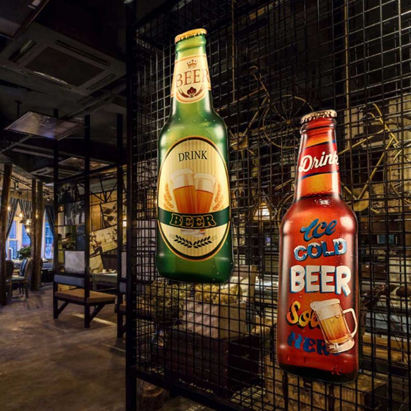 Żelazna Butelka Piwa 3d Wiszące Malowanie Naścienne Trójwymiarowa Do Kawiarni Dekoracja Restauracji Home Artystyczny Obraz
