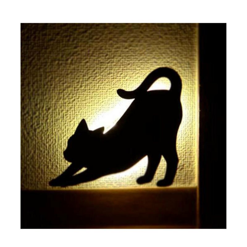 Słodki Kociak Akrylowy Kinkiet Kontrola Dźwięku Lampa Led Lampka Nocna Do Salonu