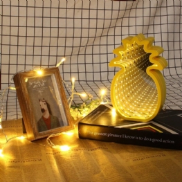 Twórczy Śliczny Ananas Lampa Lustrzana Led Tunel Lampka Nocna Dla Dziecka Nastrojowe Światło Biały/ciepły Biały