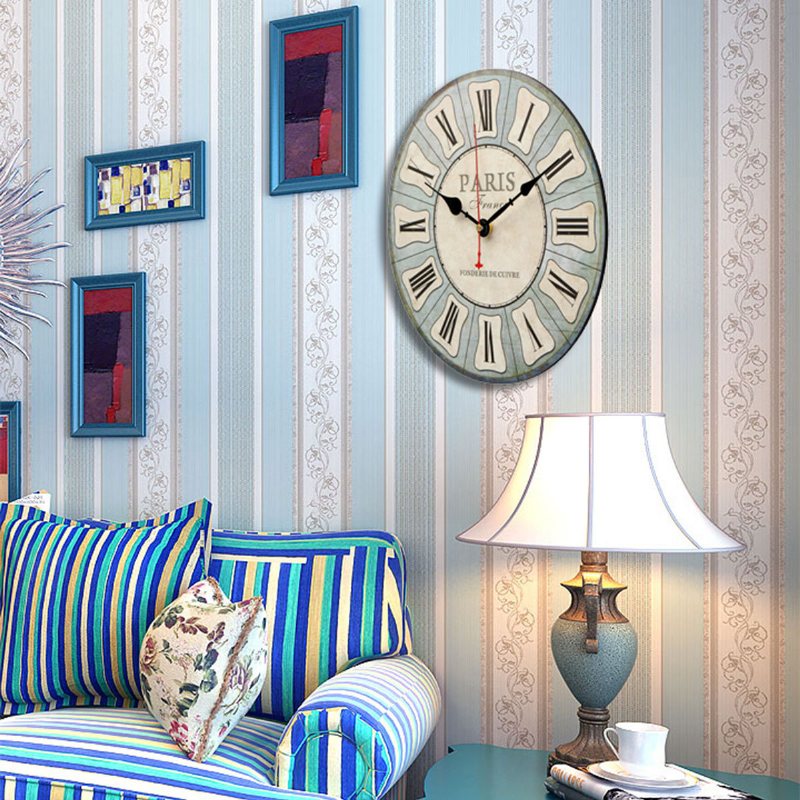 Vintage Chic Retro Drewniany Okrągły Cyfrowy Zegar Ścienny Wystrój Prezenty Rustykalna Kuchnia