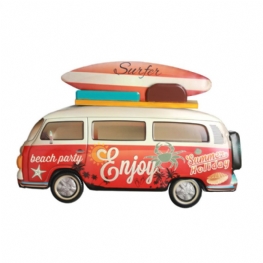 Vintage Exquisite Cartoon Model Autobusu Żelazny Obraz Do Montażu Na Ścianie Kawiarnia Dekoracja Sypialni Ornament