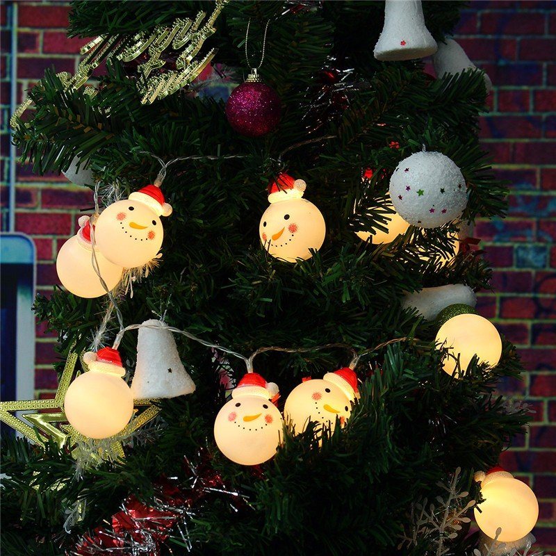 Zasilany Bateryjnie 1.2m 10led Snowman String Fairy Light Christmas Xmas Tree Lamp Decor