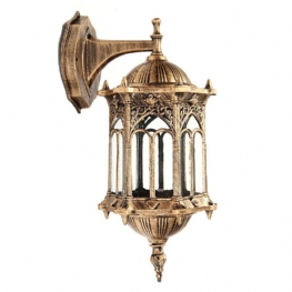 Zewnętrzna Brązowa Antyczna Oprawa Ścienna Aluminiowa Szklana Latarnia Lampa Ogrodowa