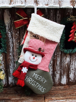 Świąteczne Skarpety Dekoracyjne Plaid Snowman Prezenty Osoby Starsze Na Choinkę