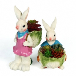 Cartoon Bunny Rękodzieło Z Żywicy Akcesoria Domowe Symulacja Ozdoby Do Ogrodu Dziedziniec Salon Balkon Biuro