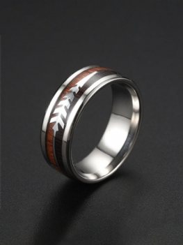 1 Szt. Dorywczo Prosty Styl Two Tone Wood Grain Arrow Titanium Steel Para Pierścionki Męskie