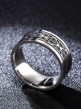 Jassy 1 Szt. 8mm Trójkątny Wzór Ze Stali Tytanowej Moda Retro Męska Pierścionek