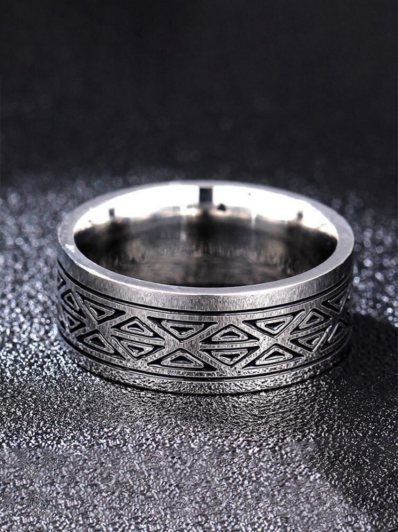 Jassy 1 Szt. 8mm Trójkątny Wzór Ze Stali Tytanowej Moda Retro Męska Pierścionek