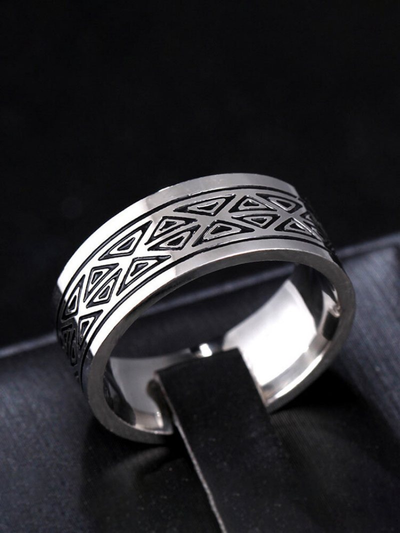 Jassy 1 Szt. 8mm Trójkątny Wzór Ze Stali Tytanowej Moda Retro Męska Pierścionek