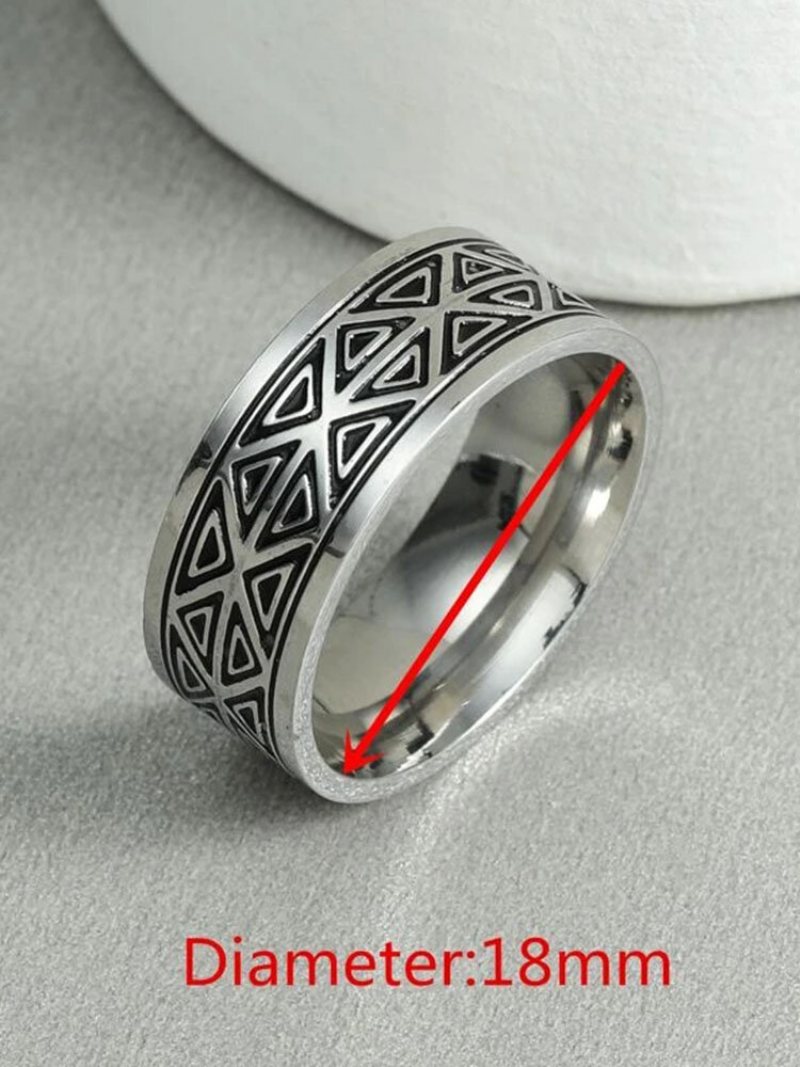 Jassy 1 Szt. 8mm Trójkątny Wzór Ze Stali Tytanowej Moda Retro Męska Pierścionek