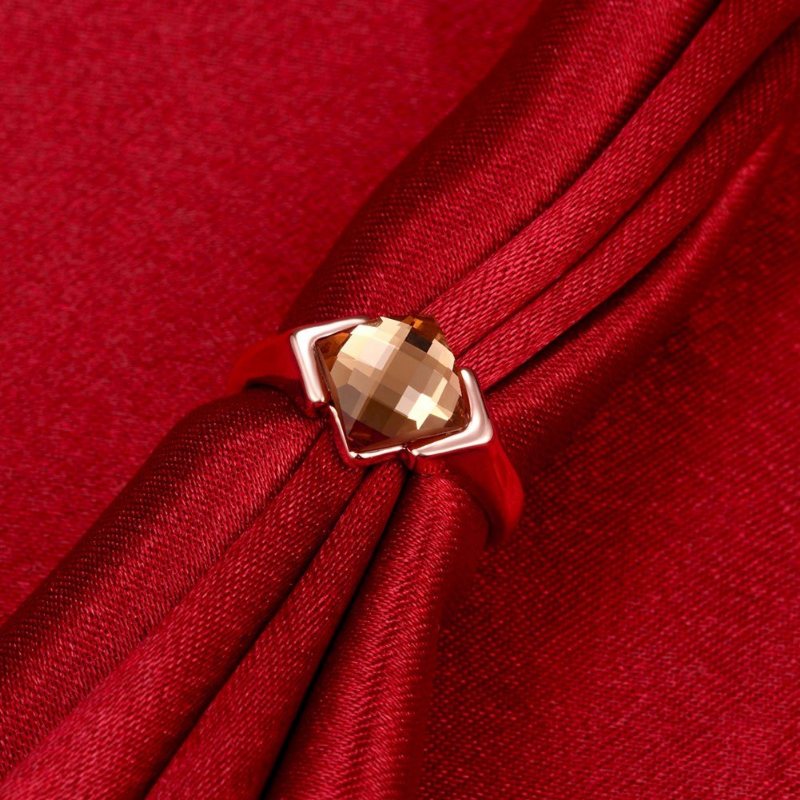 Luksusowy Pierścionek Zaręczynowy Ze Stopu Rhombus Glass Crystal Women Ring
