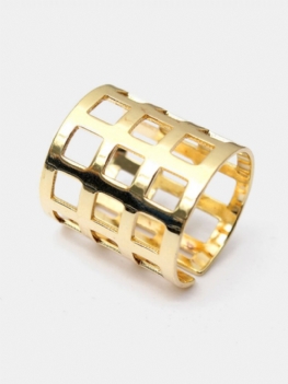 Multi Patterns Gold Leaf Hollow Out Square Ring