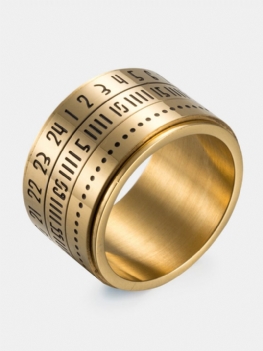 Prosta Stal Nierdzewna 316l Z Tytanu Pętla Czasowa Cyfra Ring Finger Biżuteria Unisex