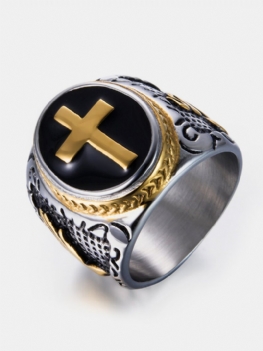 Punk Złoty Pierścionek Krzyż Ze Stali Nierdzewnej Ręka Boga Kształt Rock Biker Finger Ring Dla Mężczyzn Prezent