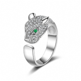 Rhinestone Crystal Leopard Pierścionek Z Głową Ślub Marka Biżuteria Prezent Na Boże Narodzenie Kobiety Pierścionki