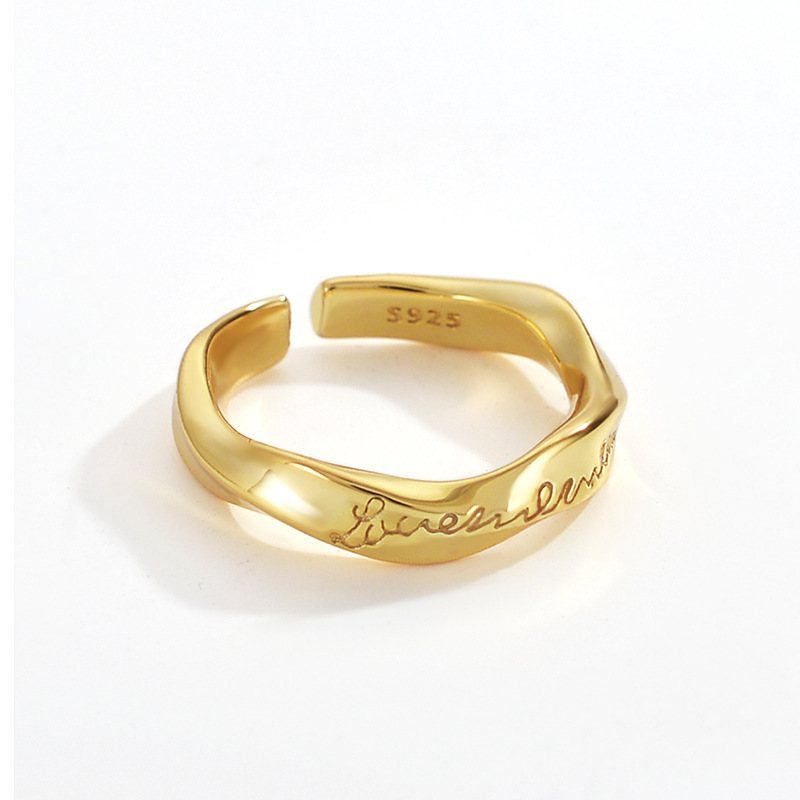 S925 Sterling Silver Ring Ins Proste I Wszechstronne Mobius Skręcone Otwarte Pierścienie Dla Kobiet