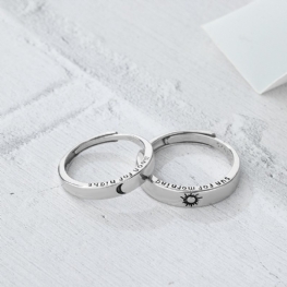 S925 Sterling Silver Słońce Księżyc I Gwiazdy Para Pierścień Otwarte Pierścionki Ślubne Kreatywne Pierścienie