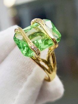 Vintage 18-karatowy Pozłacany Geometryczny Kwadratowy Pierścionek Z Cyrkonią Metal Rhinestone Przezroczyste Szmaragdowe Pierścionki