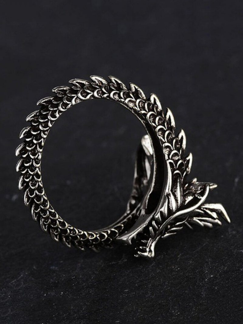 Vintage Animal Shape Men Ring Regulowany Otwarty Dragon Biżuteria Prezent