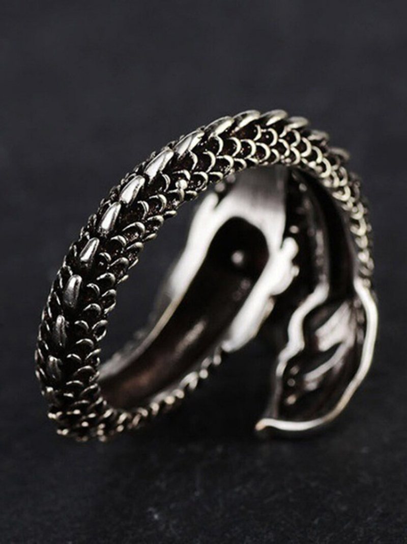 Vintage Animal Shape Men Ring Regulowany Otwarty Dragon Biżuteria Prezent