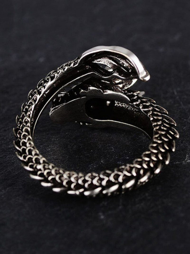Vintage Animal Shape Men Ring Regulowany Otwarty Dragon Biżuteria Prezent